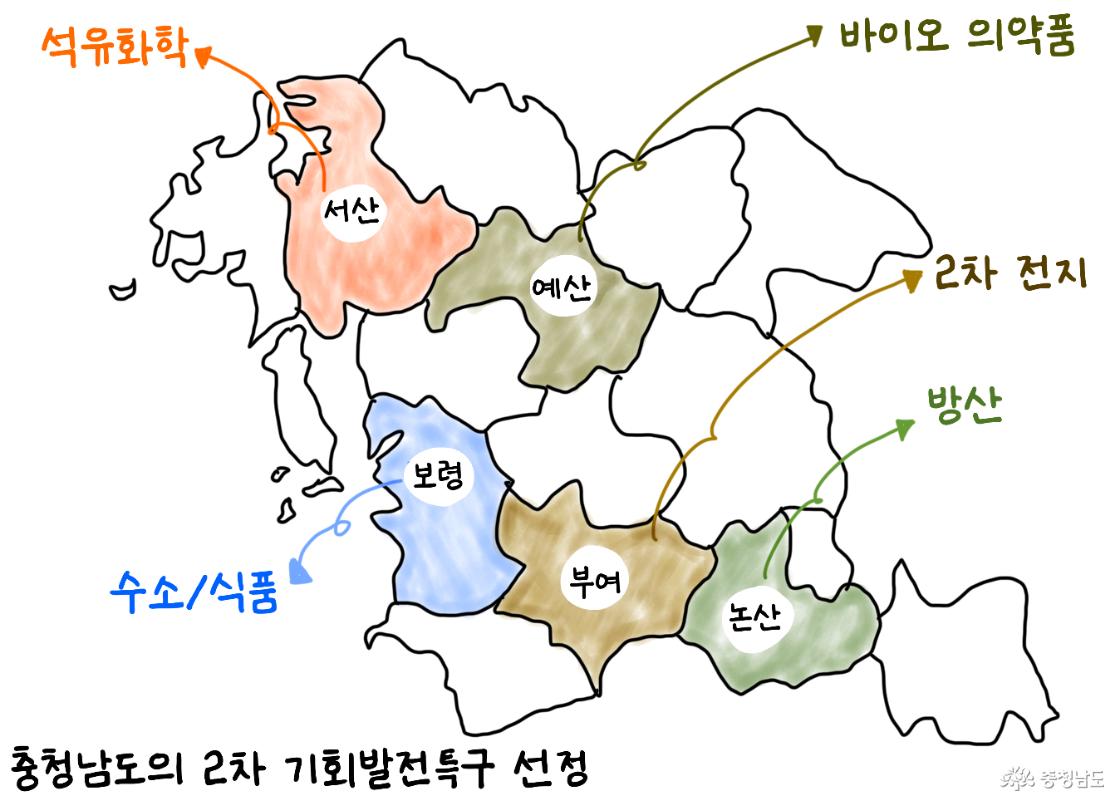 산업부, 기회발전특구 2차 지정 중 충남 그래프